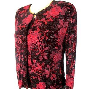 JS Edward womens M red GLITTER 2 pc jacket (R)E1M